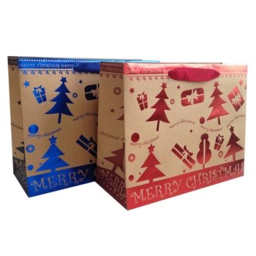Red and blue foil tree christmas gift bags